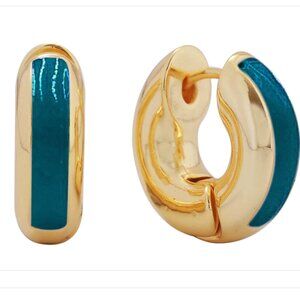 New Blue & Gold 4K Dipped Chunky Huggie Hoop Earrings 14K Dipped Enamel